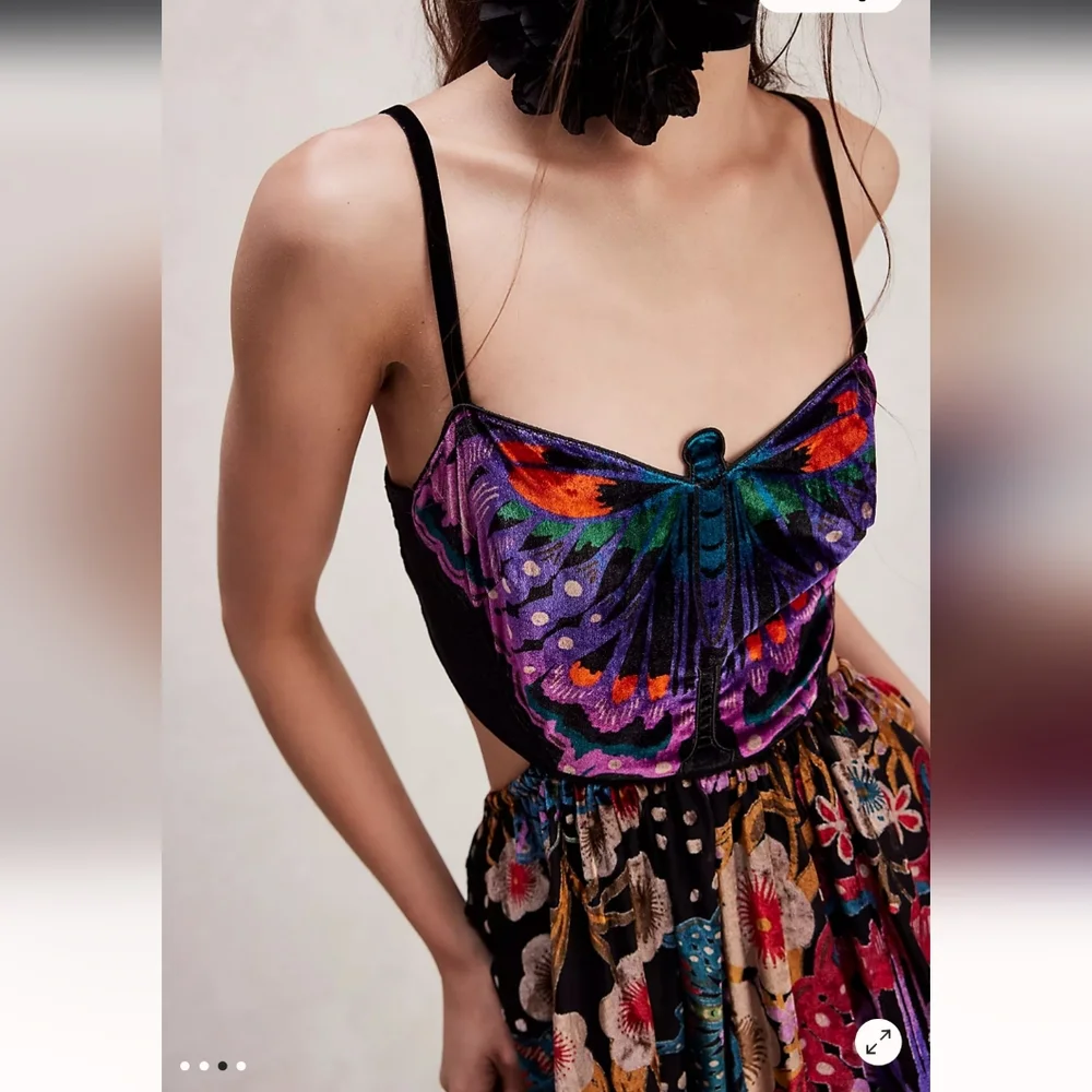 Free People Butterfly Wishes Velvet Maxi Dress - Picture 3 of 8